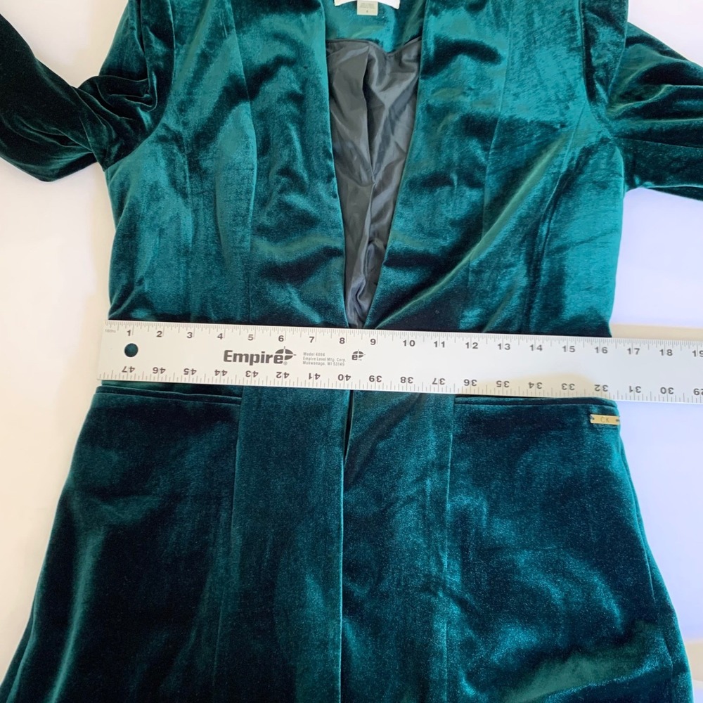Calvin Klein Velvet Blazer Women 6 Green Emerald Holiday Academia Christmas Chic - Picture 10 of 12